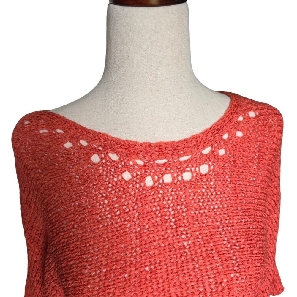 Valerie Bertinelli Sweater Womens Small Coral Stretch Kimono Sleeve Crochet Boho - Picture 3 of 16